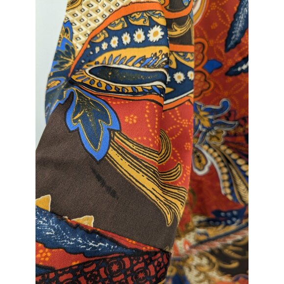 Chicos Paisley Tunic Top Size L Lace Up Long Sleeve Asymmetrical Hem Boho Indie - Picture 4 of 12